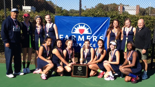 HRA's tennis team celebrates its second-straight VISAA Division II state championship. (Submitted photo)