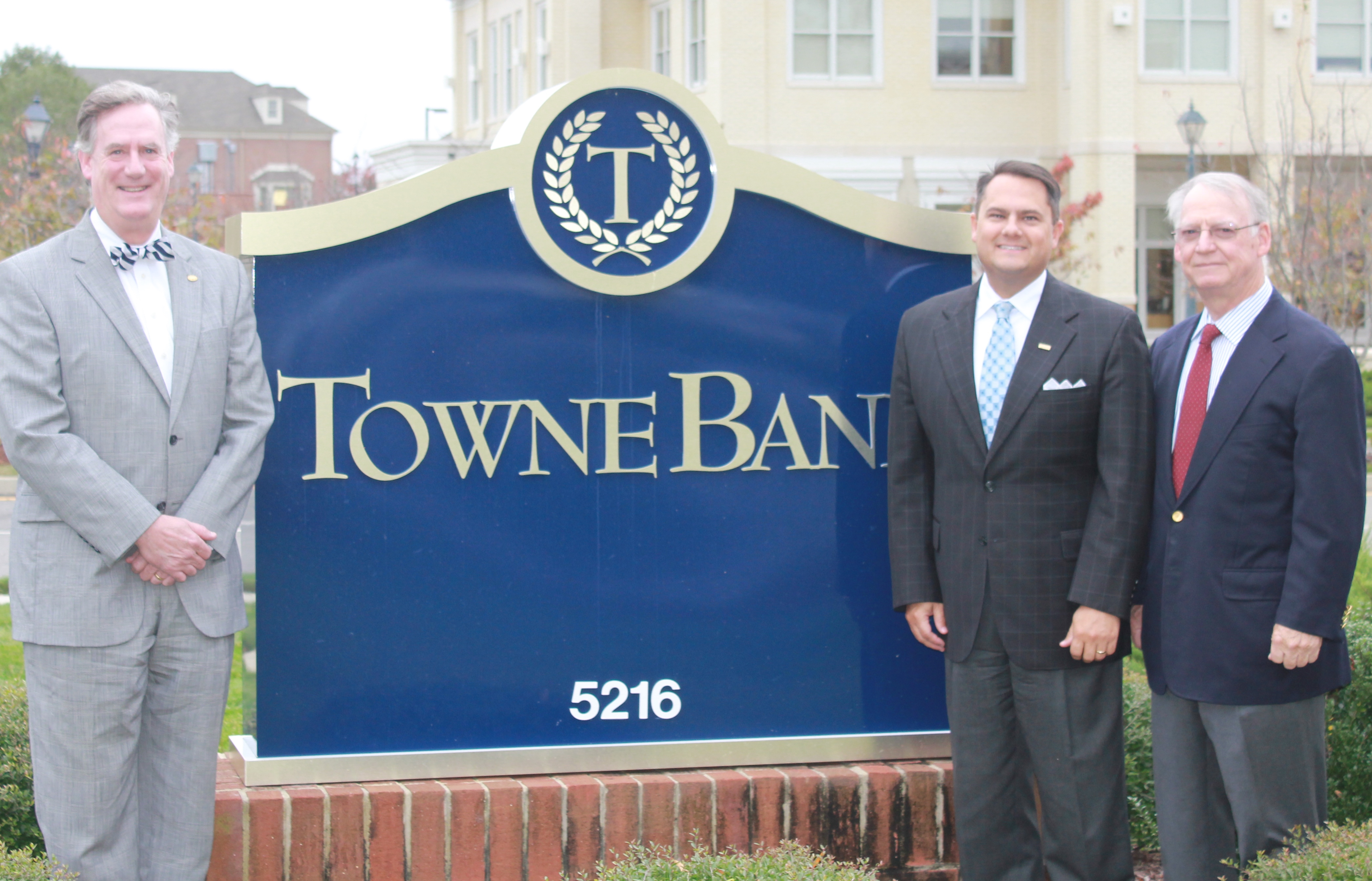 (L-R) Foundation Chairman, Michael D. Maddocks, Brian K. Skinner, President TowneBank – Peninsula/Williamsburg and Joseph Burkart, WCF Trustee