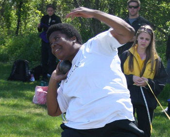Rochelle Evans broke a school record in the shot put on Friday. (Courtesy TribeAthletics.com)