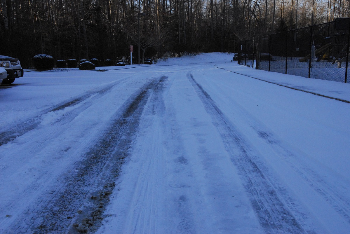 Area roads were caked with snow and ice on Wednesday morning. (Gregory Connolly/WYDaily)