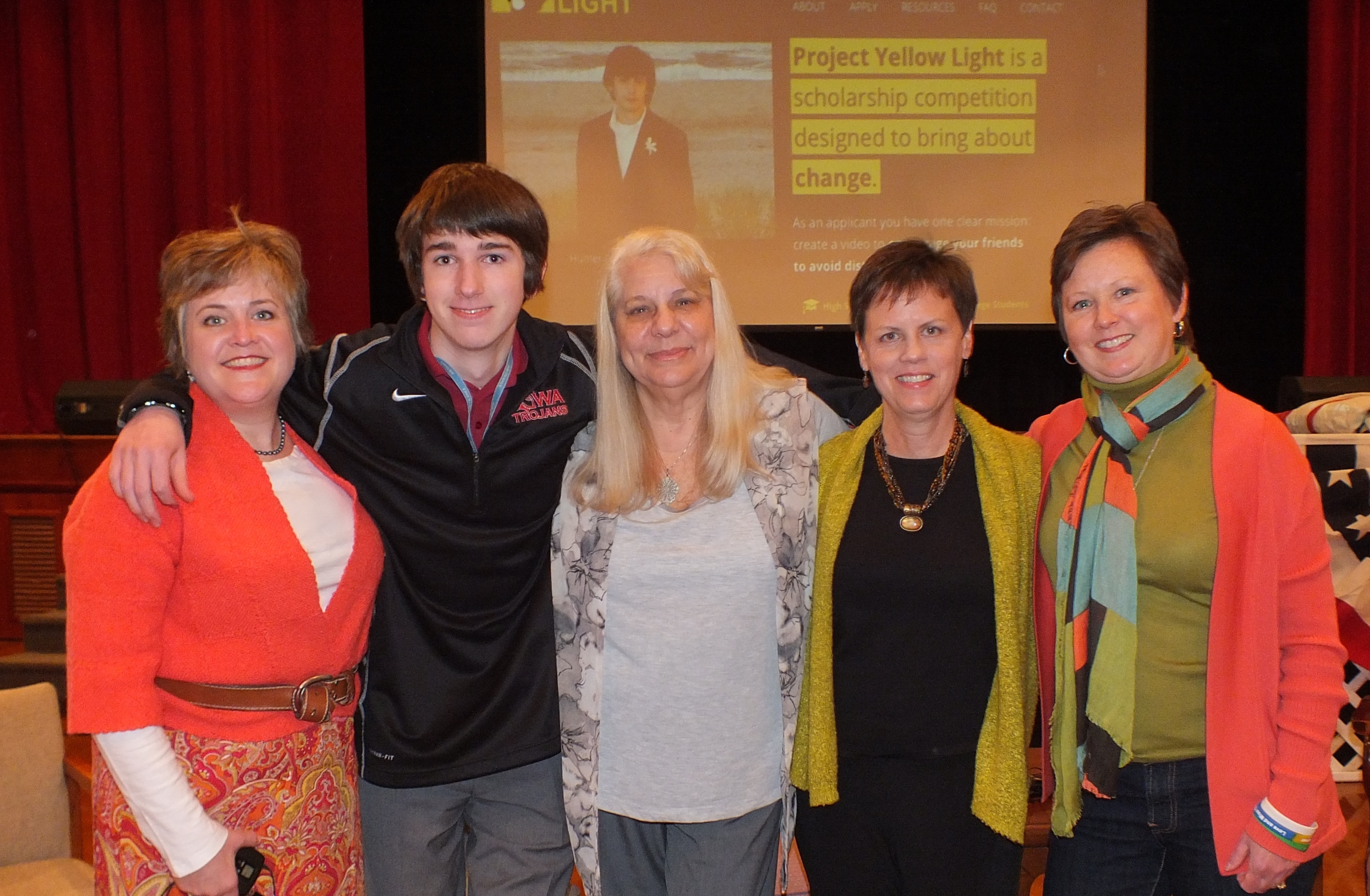 Judge Karen Peterson, contest winner Dylan Bowman, judge Judy Ziegler, judge Kathy Howell and Project Yellow Light Founder Julie Garner (Hannah S. Ostroff/ WYDaily)