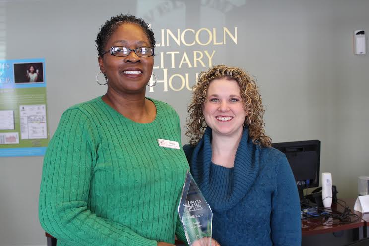 Shelia Crute (left) was nominated for the award by Samatha Stepleton, LMH District Manager for WPNSTA Yorktown (Photo by Mark O. Piggott)
