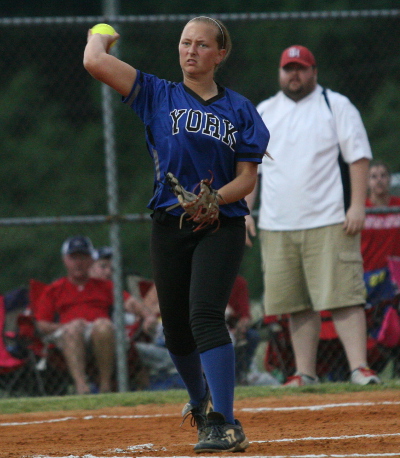 York pitcher Molly Rogerson had allowed only two hits through four innings before play was called. (Photo by Will Armbruster/WYDaily)