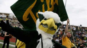 The head portion of the griffin costume is pictured here. (Photo courtesy William & Mary)