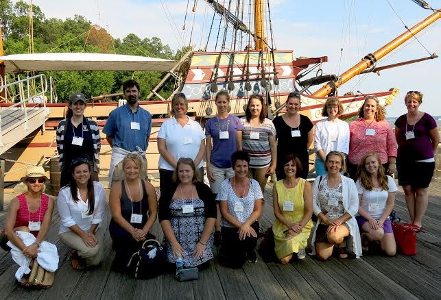 Educators pose at Jamestown Settlement at the start of the the Jamestown-Yorktown Foundation 2014 Summer Teacher Institute (Submitted)