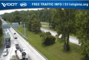 Traffic is being routed off Interstate 64 East at Camp Peary (Exit 238) due to a car accident. (Photo courtesy VDOT)