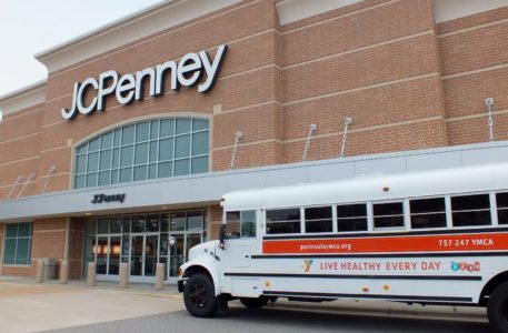 A YMCA bus arrives at JCPenney, full of children ready to shop for school clothes through the YMCA's Bright Beginnings program (Hannah S. Ostroff/WYDaily)