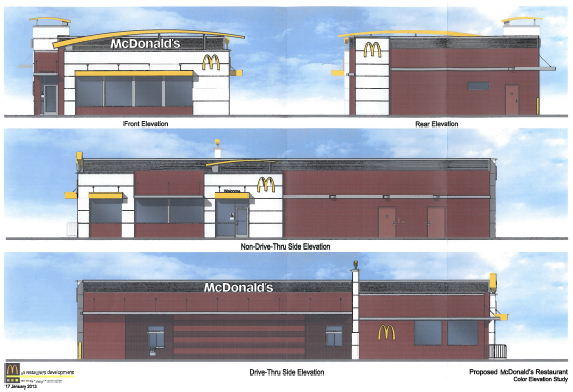 A rendering of a new McDonald's next to Lightfoot Marketplace was submitted as part of a conceptual plan for the property. (Rendering courtesy James City County)