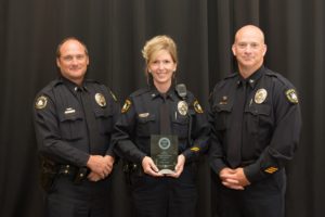 Pictured: Lt. William McMichael, Officer L. Sten and Chief Bradley Rinehimer (Photo Courtesy James City County.)