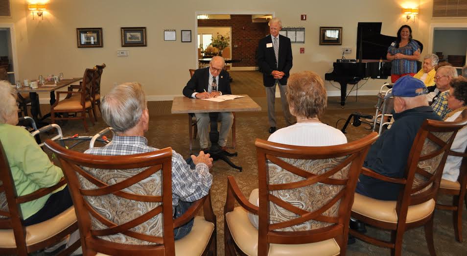 Mayor Clyde Haulman joins Neal Clarke, Executive Director, staff and residents of Greenfield Senior Living (Submitted)