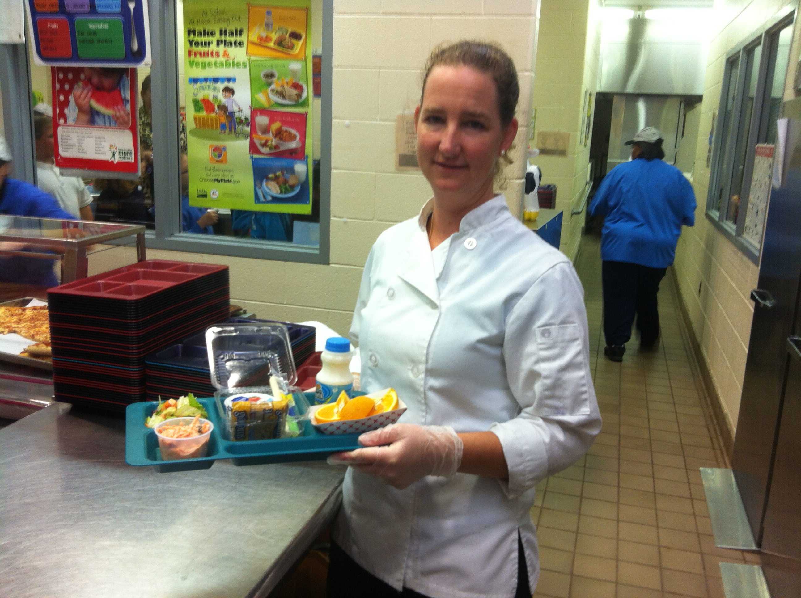 Chef Marie Homer has worked with cafeteria staff in four WJCC schools since last year to improve the nutrition and quality of school lunch offerings. (Photo by Ian Brickey)