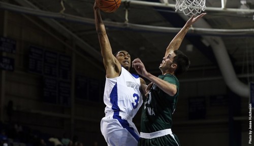 Marcus Carter drives to the hoop during CNU's win over Frostburg State on Saturday. (Photo courtesy cnusports.com)