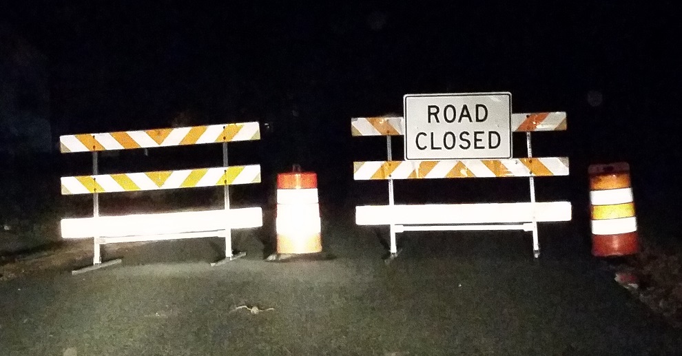 Powhatan Secondary between Wind River Run and Water's Edge is closed until further notice (Staff Photo)