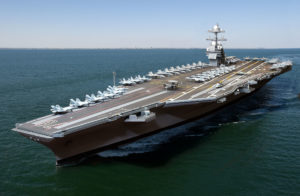 A rendering of the aircraft carrier USS Gerald R. Ford, which is under construction at Newport News Shipbuilding (Courtesy Newport News Shipbuilding)