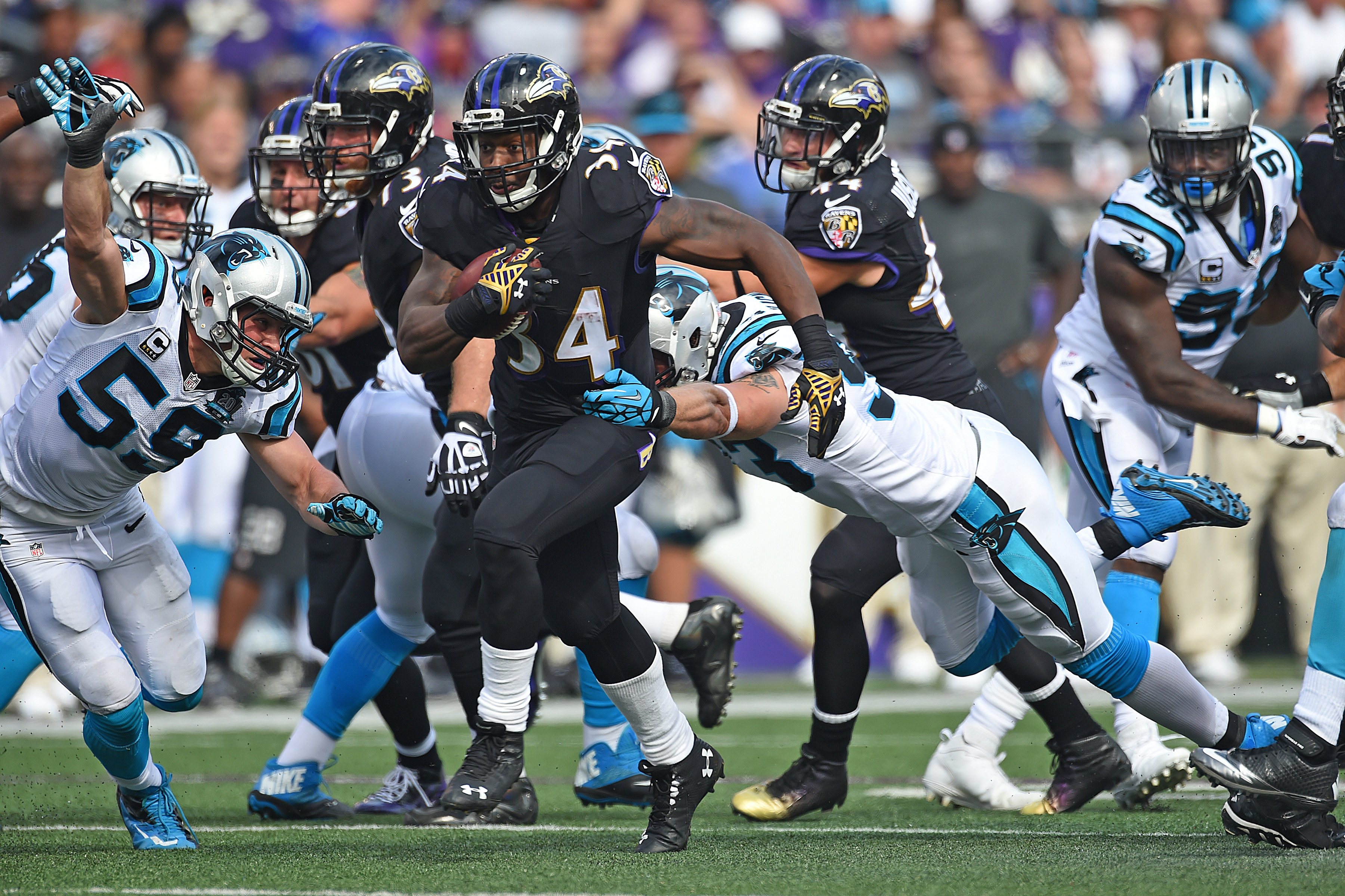 Current NFL running back Lorenzo Taliaferro will have his jersey retired on Feb. 2 at Bruton High School (Photo courtesy of the Baltimore Ravens).