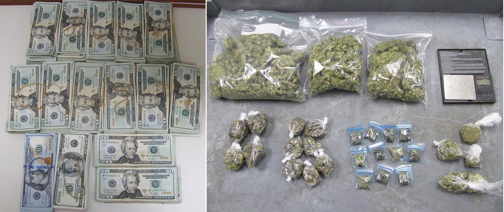 More than $14,000 in cash and about a pound-and-a-half of marijuana were seized after authorities searched the home of Rashad Fitz Byrd. (Courtesy James City County Police)