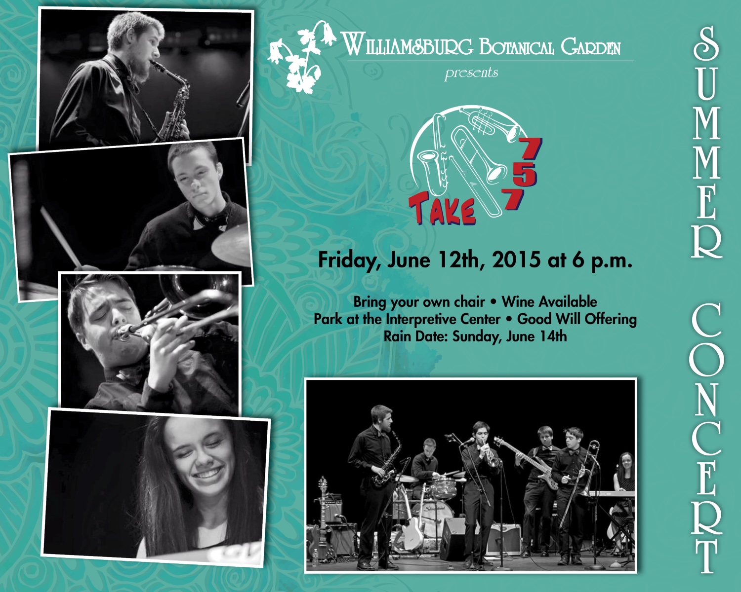 Local jazz sextet will perform Friday at the Williamsburg Botanical Gardens.