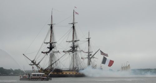 The Hermione docked at Yorktown at around 8:30 a.m. Friday. (Marie Albiges/WYDaily)