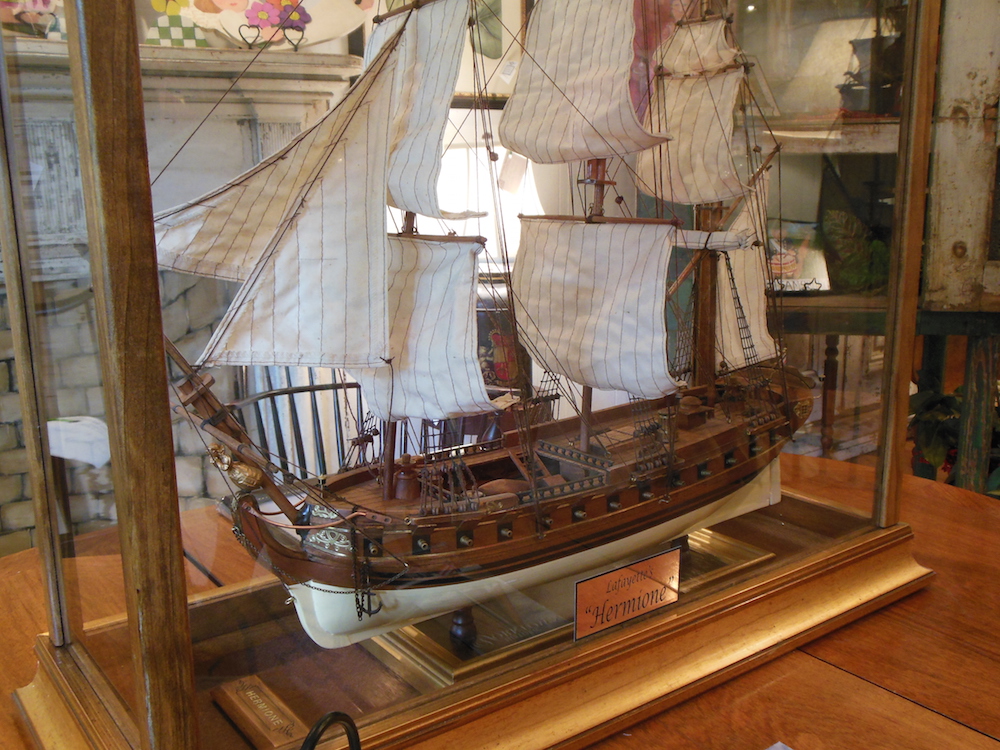 The model of the Hermione on display in Yorktown is faithful to how the original ship would have looked in the 1700s.