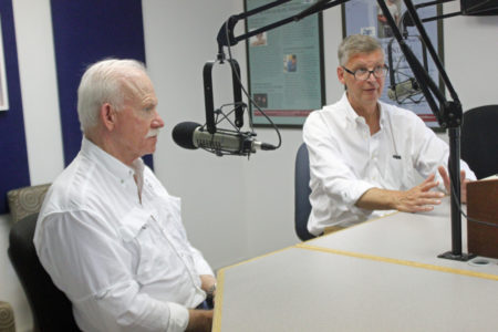 Jamestown Rediscovery Foundation's Director of Archaeology Dr. Bill Kelso (left) and President James Horn. (Nicole Trifone/WYDaily)