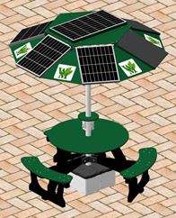 An artist's rendering of the solar charging station includes environmentally themed William & Mary logos. (Courtesy William & Mary)
