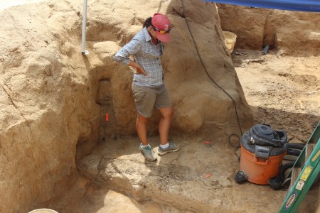 Mary Anna Richardson has been part of the team excavating the probable cellar just outside of the original Jamestown Fort. Recent efforts have focused on excavating the eastern chamber, where Richardson and others have found a wealth of animal bones and other food debris.