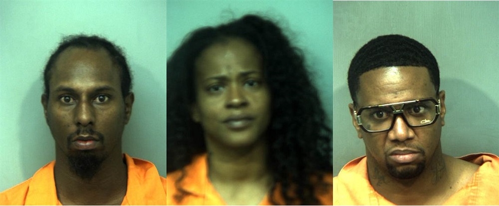(From left to right) Tajaddin Daily, Jameka Smith and Derrick Smith are accused of abducting a man and a woman and forcing them to withdraw from the Wawa ATM. (Courtesy of Virginia Peninsula Regional Jail)