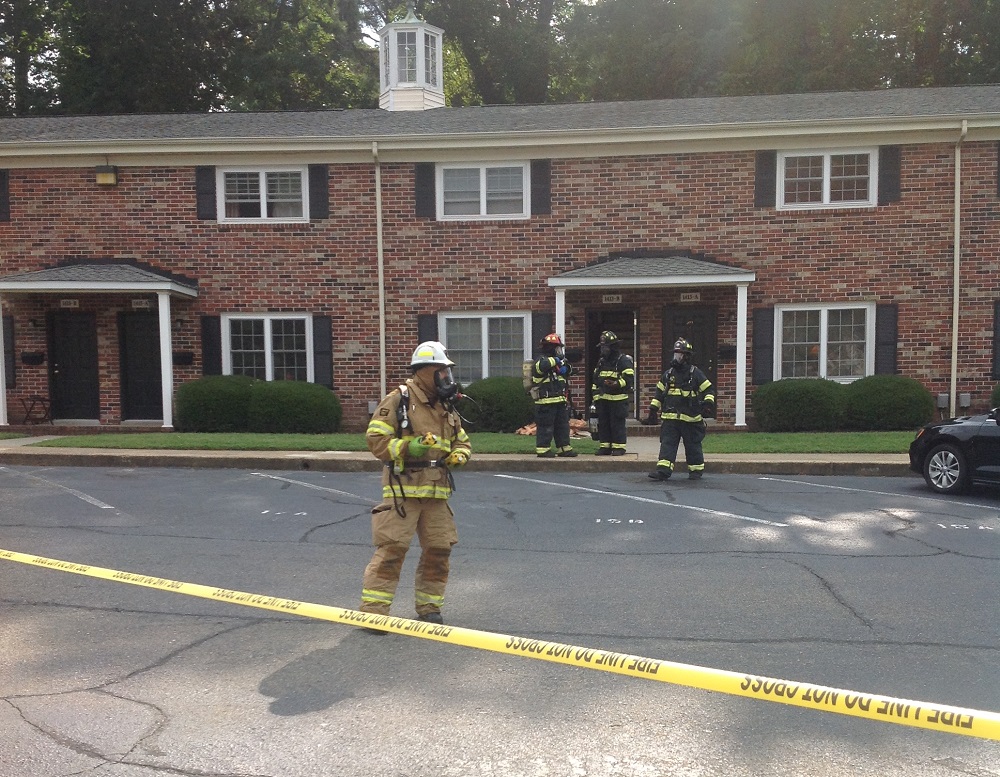 Emergency personnel investigate a possible hazmat situation in an apartment on Mount Vernon Avenue. (Courtesy of the Williamsburg Fire Department)