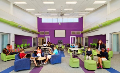 A conceptual design for a classroom in the new middle school would be open and bright. (Courtesy WJCC Schools)