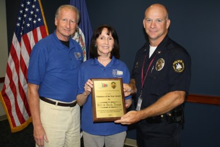 Bill and Becky Truax were recognized by the James City County Police Department during a VIPS award ceremony last month. (Courtesy JCC Police Department)