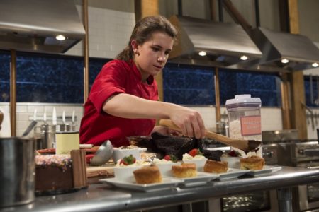 Grafton resident and Chopped Teen Tournament Champion Veronica Seguin works on her dessert during the finale. (Courtesy of Food Network)