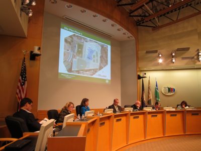 Williamsburg-James City County school board members review a conceptual site plan for the school division's fourth middle school Sept. 15, 2015. (Kirsten Petersen/ WYDaily)