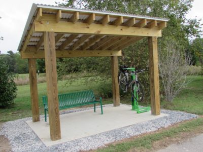 A fixit station on the Virginia Capital Trail is dedicated to the memory of Larry Skalak, a member of Williamsburg Area Bicyclists. (Courtesy of Ted Moreland)