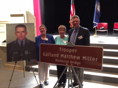 Trooper Miller’s (left to right) daughter, wife, Ada King – who spoke at Wednesday’s service, and son. (Photo courtesy Virginia State Police)