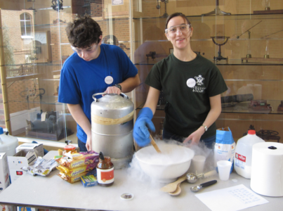 Liquid nitrogen ice cream, an ever-popular PhysicsFest offering, is just one of the kid-friendly attractions at this year's event. (Courtesy William and Mary Physics Department)