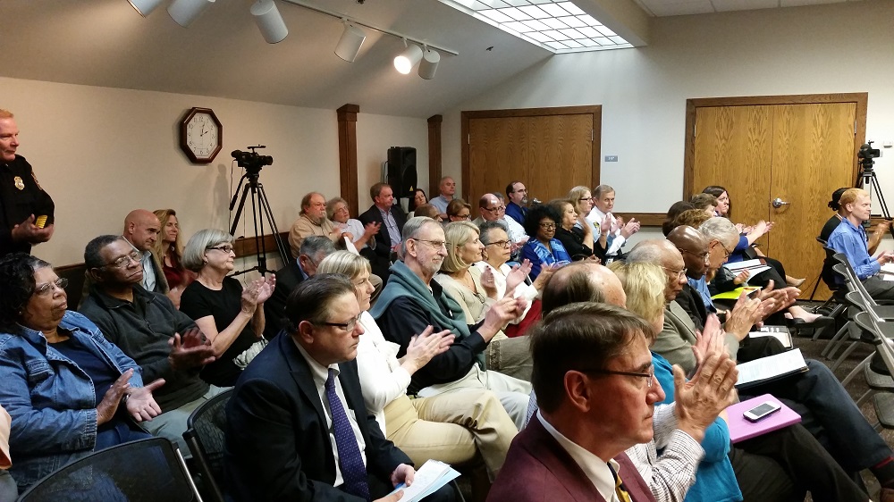 Fifteen people spoke Nov. 12, 2015 for three women who applied to replace Elise Emanuel on the WJCC School Board. (Nicole Trifone/ WYDaily)