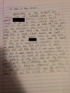 Za’Khari Waddy gave this letter to the Tabb Middle School administration.
