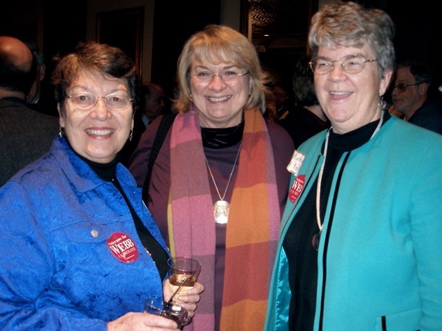 Elise Emanuel (left), Delegate Karen Darner, Ruthann Kellum at an event for Virginia Senator Jim Webb in 2007. (Photo courtesy of Ruthann Kellum)