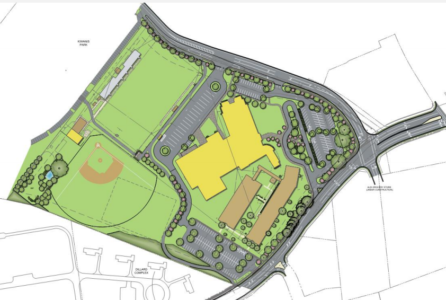 Conceptual art for the first phase of the fourth WJCC middle school, as presented during the Dec. 15, 2015 School Board meeting. (Image courtesy of Waller, Todd & Sadler Architects)