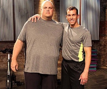 Jay Cardiello (right) poses with Jeff Benedict (left) on the set of My Diet is Better Than Yours. (Photo courtesy of William & Mary)