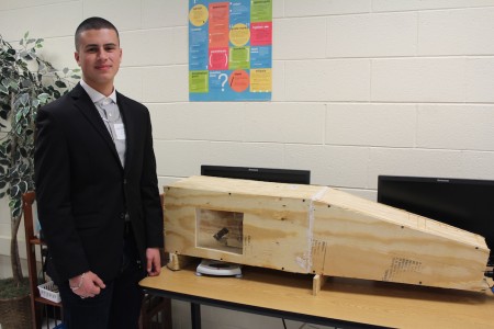 Jonathan Soto created a wind tunnel to test the effects of spoilers on the aerodynamics on a car. (Elizabeth Hornsby/WYDaily)