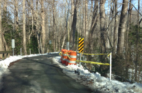 This section of Jolly Pond Road is closed on Feb. 19 so the wooden bridge can be paved. (Photo courtesy of JCC)
