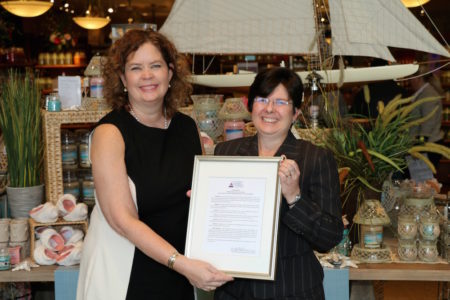 Terry Banez and Greater Williamsburg Chamber and Tourism Alliance President and CEO Karen Riordan. (Courtesy Greater Williamsburg Chamber and Tourism Alliance)