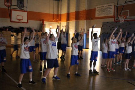 Toano Middle School students strut their stuff as a form of exercise with help from the "Just Dance" video game Feb. 18, 2016. (Kirsten Petersen/ WYDaily)