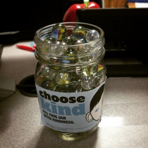 Mallory Pillsbury's third grade class at Yorktown Elementary School filled this jar with marbles as part of the "Choose Kind" challenge last year. (YCSD)