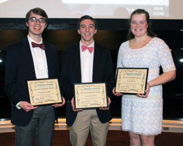 From left: Connor Grubbs, Connor Hurley and Anna Fisher were the recipients of the Youth Leadership Awards.