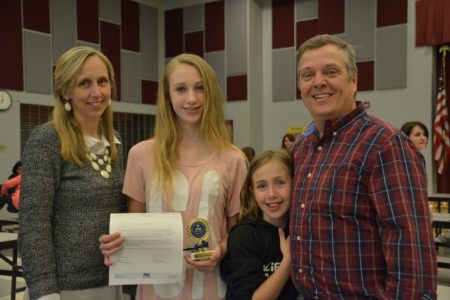 Hornsby Middle School seventh grader Heather Herrick (second from left) will move on to the national PTA Reflections competition. Her entry is a film called "The Imagie." (Courtesy of Kim Galvin)