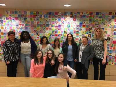 Joined by seventh grade math teacher and club sponsor Laura Shaske, left, and Principal Heather Young, right, the Tabb Middle School Builders Club helped facilitate Project BeYOUtiful, focused on turning negative messages into positive ones. (Colin Riddle/WYDaily)
