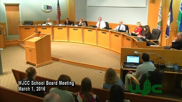 The WJCC School Board discusses a proposed salary increase during the March 1, 2016 Board meeting. (WJCC)