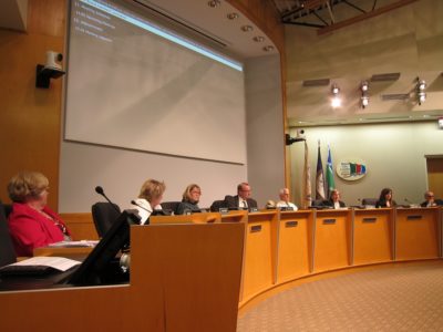 WJCC School Board members speak during the March 15, 2016 meeting. (Kirsten Petersen/ WYDaily)